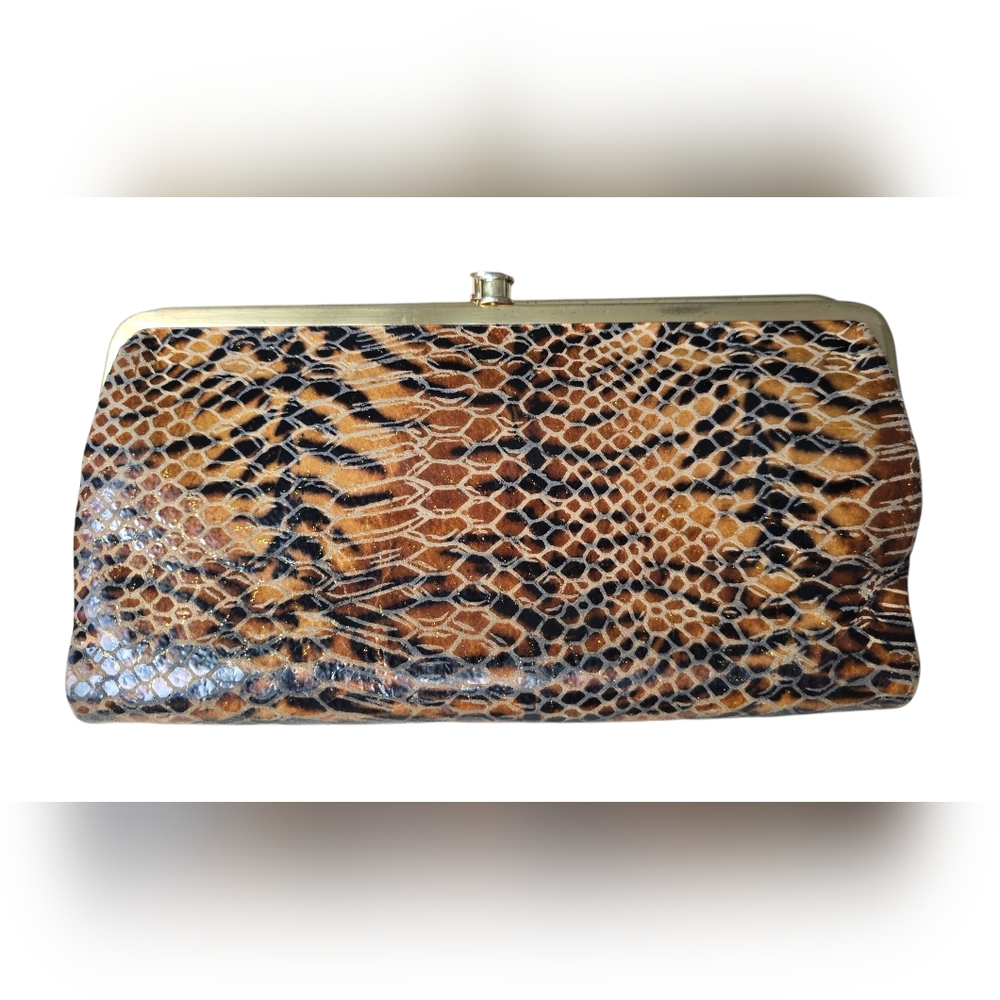Hobo Lauren Clutch-Wallet leather tiger print EUC